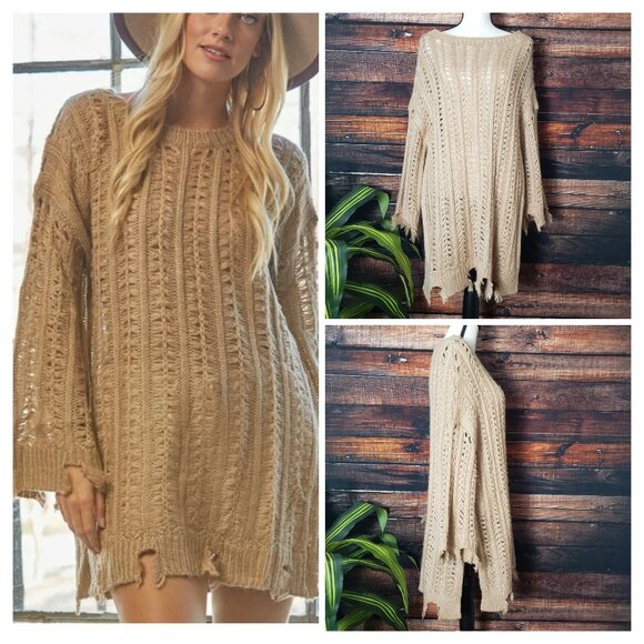 1 Happy Girl Handmade Indie Knit Pink Oversized Boho Sweater Soft Angora Blend - Picture 1 of 9
